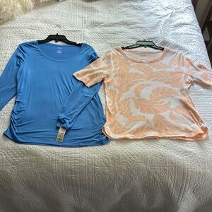 Bundle tops Croft & Barrow Blue Ruched Relaxed Blouse size L